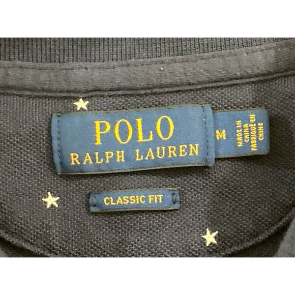 Polo Ralph Lauren Shirt Men’s M Blue Star Print Classic Fit Polo Preppy Golf - Picture 7 of 10